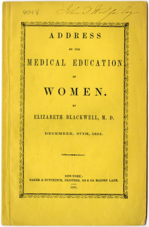 ... Blackwell, Elizabeth. Address on the Medical Education of Women [cover