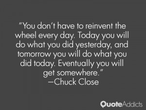 You don't have to reinvent the wheel every day. Today you will do what ...
