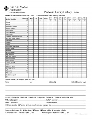 family medical history forms templates