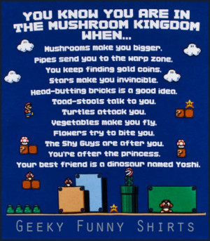 The above Mushroom Kingdom shirt can be purchased at 80s Tees .