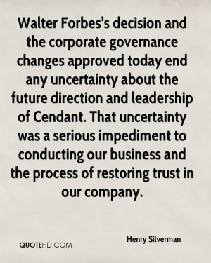 Walter Forbes's decision and the corporate governance changes approved ...
