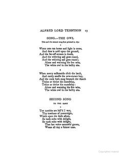 Alfred Lord Tennyson: The Owl (poetry)
