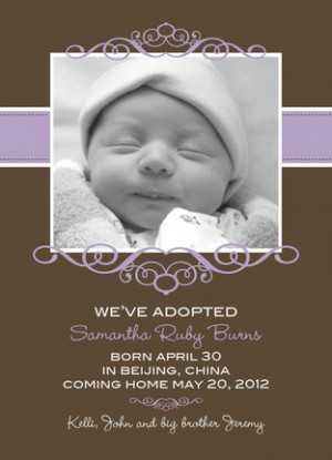 Purple Frame Brown - Delphine - Photo Adoption Announcement