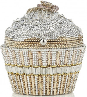 Judith Leiber Champagne Diamond Cupcake Clutch Bag