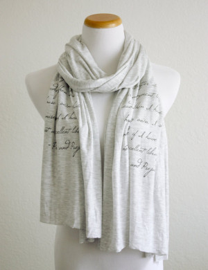 Pride and Prejudice Scarf - Long Knit Jersey Raw Edged Scarf - Reading ...