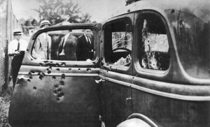 Bonnie and Clyde's car following the shootout that ended the two ...
