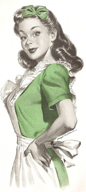 Example of 1950's house wife, both cartoon and real