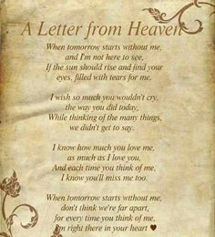 poems from heaven | Letter From Heaven | Death Poems & Quotes More
