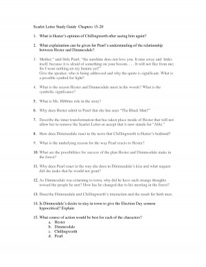 Scarlet Letter Study Guide Chapters 15-20