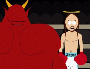 New South Park student Damien arranges a boxing match between Jesus ...