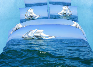 Bon Voyage by Dolce Mela, 6pc Queen Duvet Cover Set with Sail Boat ...