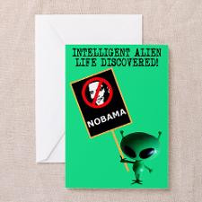 Funny slogan Anti Obama alien Greeting Cards for