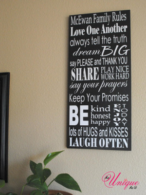 Family Rules Customized Sign $40 value