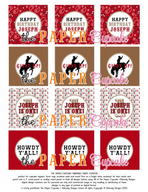 Printable Party Toppers - Giddy Up Lil Cowboy Collection - DIY ...