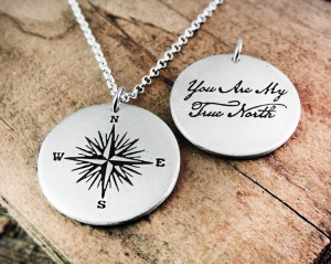 Compass necklace - You are my truth north - inspirational quote ...