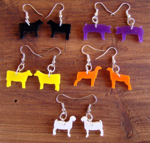 Stock Show Animal Earrings - Set of 5, One Pair of Each-Steer, Heifer ...