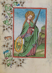 Saint Catherine of Alexandria with a wheel as her attribute