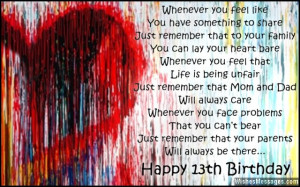 Happy 13th Birthday Quotes For Niece ~ 13th Birthday Wishes for Son or ...