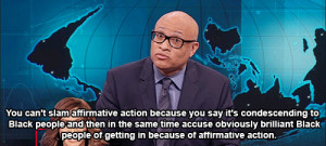 ... obama FLOTUS larry wilmore affirmative action The Nightly Show