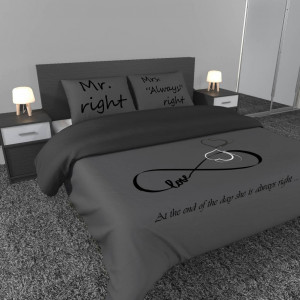 Ambianzz Dekbedovertrek Mr Right - Mrs Always Right - Grey / Grijs