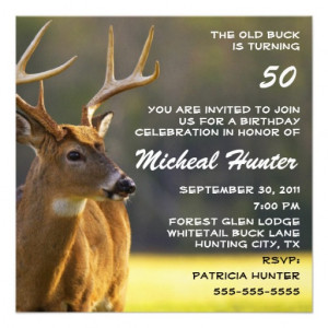 Hunting Hunter Buck Animal Birthday Party Funny Custom Announcement