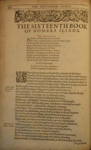 Homer's Iliad , translated by George Chapman (1616) .