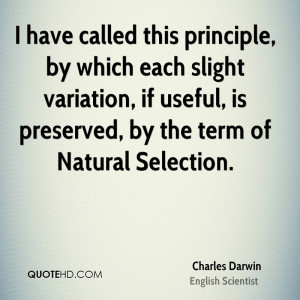 ... variation, if useful, is preserved, by the term of Natural Selection