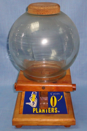 vintage planters mr peanut glass globe dispenser coin bank knock on