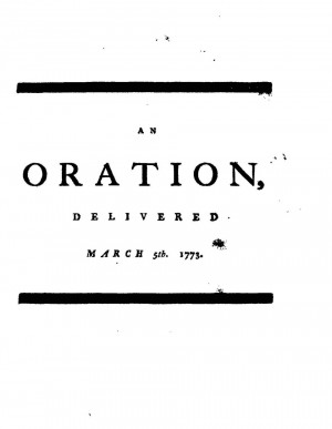 Benjamin Church, Boston Massacre Oration, 1773, page 1