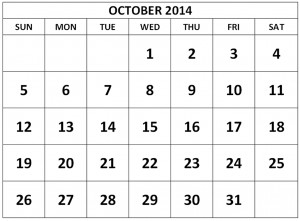 Blank October 2014 Calendar Printable Templates