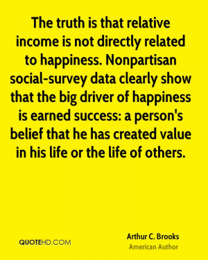 The truth is that relative income is not directly related to happiness ...