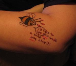 Funny word tattoo design for a fun loving person ..thats it!