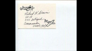Robert H. Davis WWII Fighter War Ace Navy Pilot USS Intrepid Signed ...