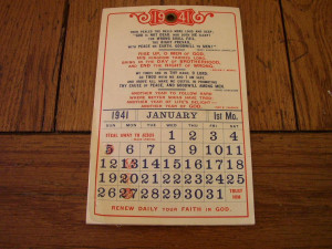 Vintage Calendar 1941 Religious Christian Quotes USA - 1