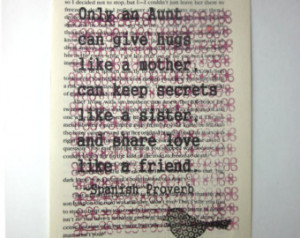 Aunt quote Spanish Proverb print on a book page, aunt saying, aunt ...