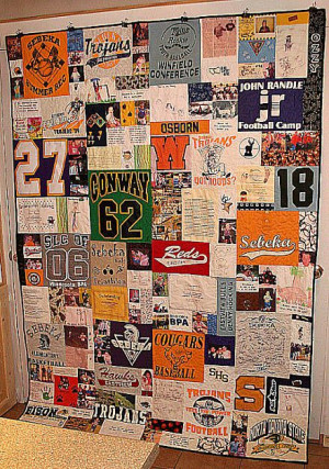 Tshirt quilt. So easy to do! Great for kids! Keep their fav shirts and ...