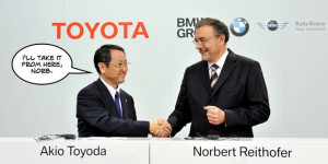 Akio Toyoda and Norbert Reithofer shake on it