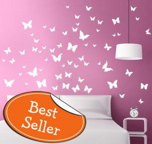 wall sticker ROMANTIC QUOTES Farfalle in volo big