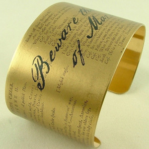 ... Quote Brass Cuff Bracelet Julius Caesar 'Beware The Ides Of March