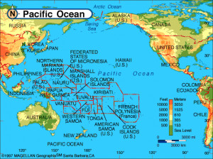 pacific ocean on map