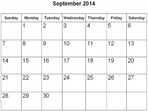 September 2014 Calendar Picture with JPG, GIF, PNG format
