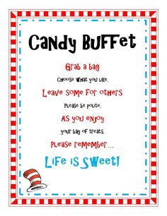 candy buffet sayings for baby shower | Dr Seuss Birthday Baby Shower ...