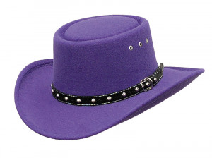 Purple Faux Felt Gambler Hat *elastic - PURPLE PASSION