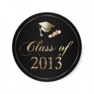 Gold 2012 Graduation Cap & Diploma Seals Oval Sticker