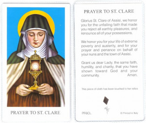 ... between men and God, t here’s even a prayer to Saint Clare