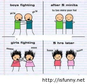 Boys vs girls comics fighting