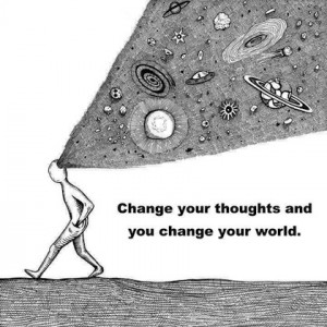 Change your thoughts and you change your world picture quote