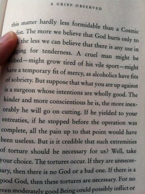 surgeon analogy from A Grief Observed by C.S. Lewis