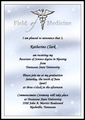 Graduation Invitation Announcement Cards for Medical School Graduates