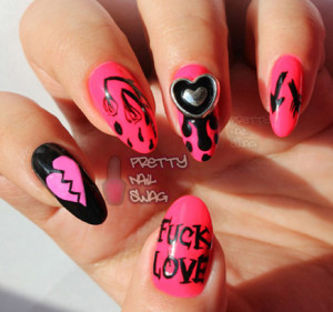 ... with the anti-Valentine’s day nails here, wish I was that creative